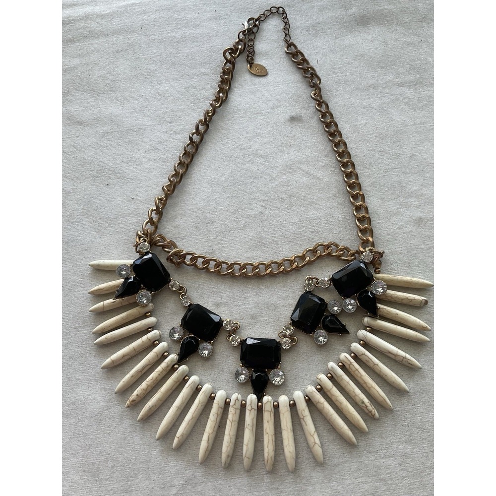 ETC! Signed Statement Bib Necklace 3 Tier Vintage Estate Jewelry